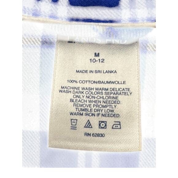 Lands End Green & Navy Blue Cotton Flannel Night Gown Women's Size Medium 10/12 - Picture 7 of 7